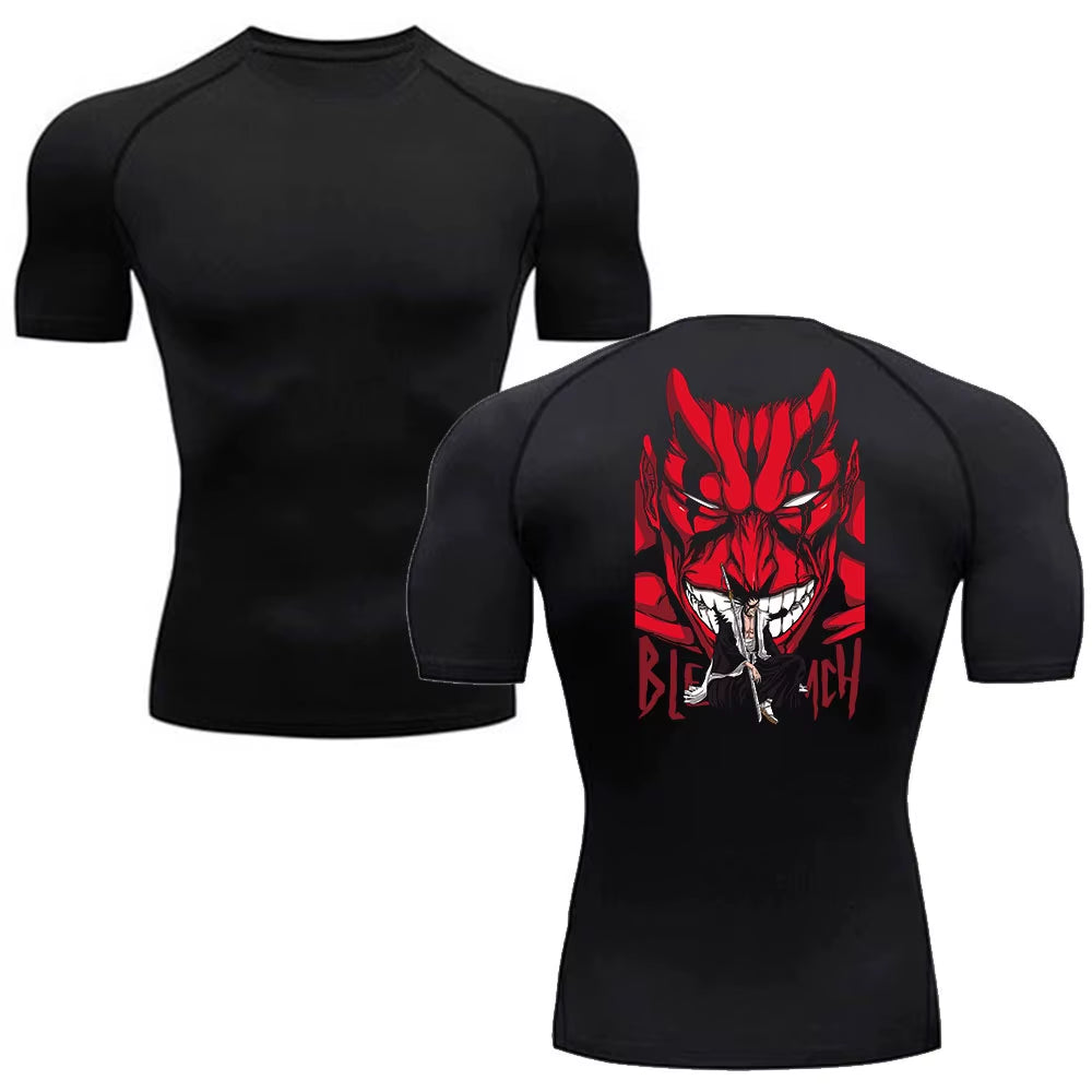Anime Bleach Compression Shirt Men Fitness Gym Sport Running T-Shirt Rashgard Tops Tee Quick Dry Short Sleeve T-Shirt for Men